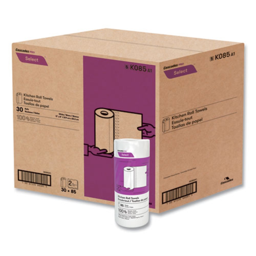 TOWELS - KITCHEN ROLL - CASCADES PRO K085 - 8 X 11 2-PLY - WHITE - RL/85 CS/30RLS
