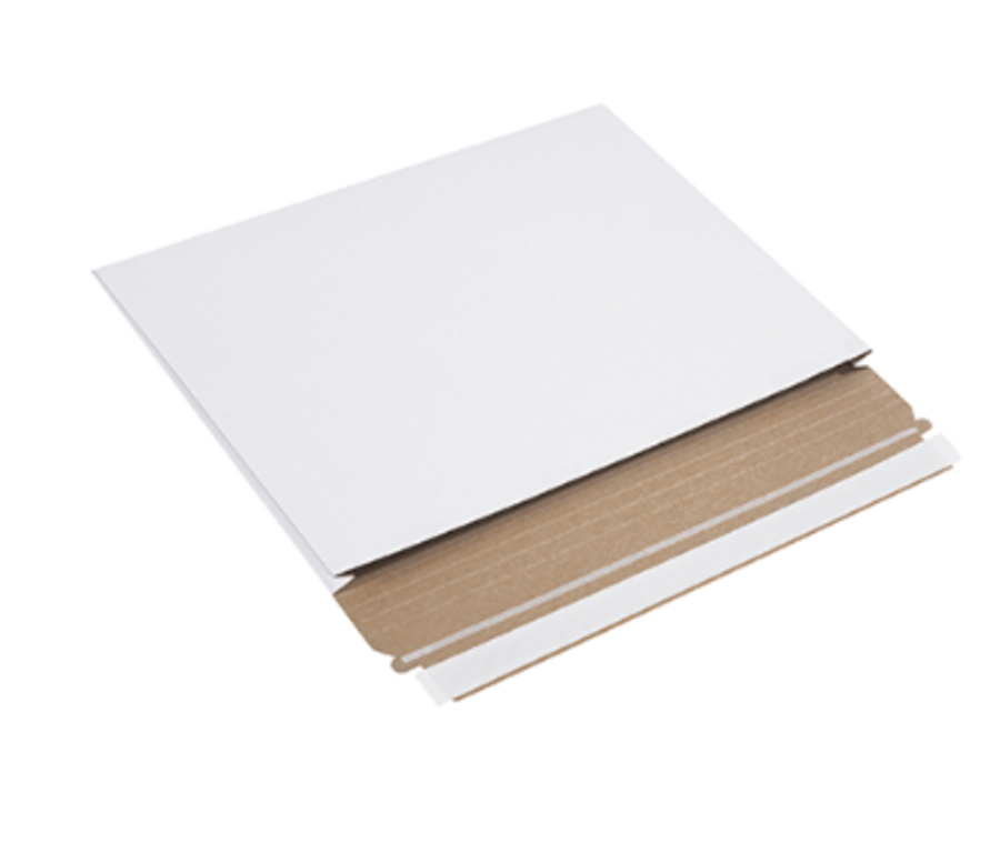 STAYFLATS GUSSETED CHIPBOARD MAILER - 12.5 X 9.5 X 1 WHITE - CS/100