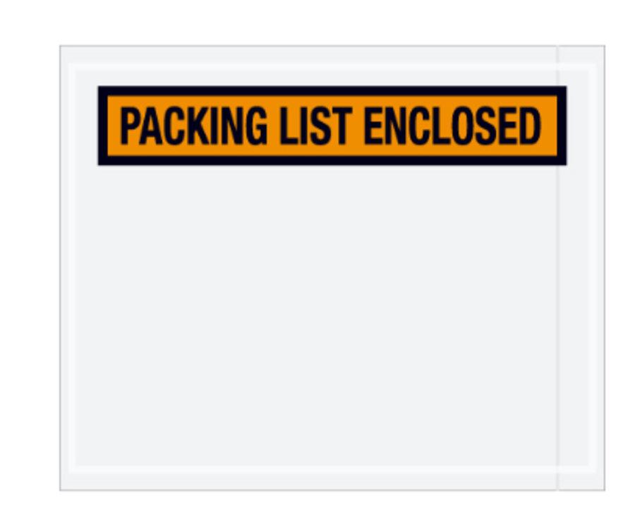 PACKING LIST ENVELOPES - 4.5" X 5.5" - W/ ORANGE PRT "PACKING LIST ENCLOSED" - 1000/CS - CS/1