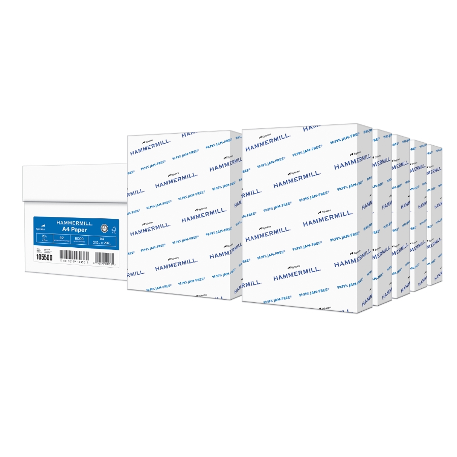 HAMMERMILL COLORS A-4 (8.27 X 11.69) 20# WHITE SMOOTH 10.4m CTN/5000