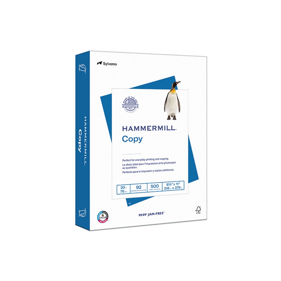 HAMMERMILL COPY PAPER 8 1/2 X 11 - 5 REAM 20# WHITE SMOOTH 10m CTN/2500
