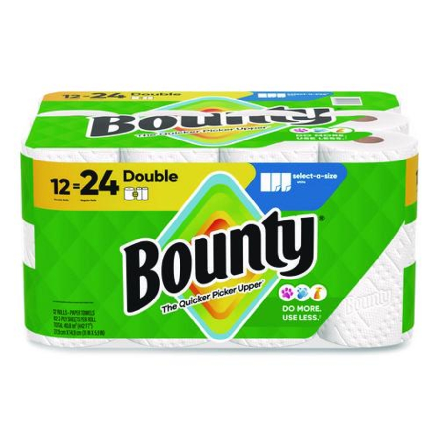 TOWELS - KITCHEN ROLL - BOUNTY SELECT-A-SIZE - 11.74 X 5.9 2-PLY - WHITE - CS/12 ROLLS