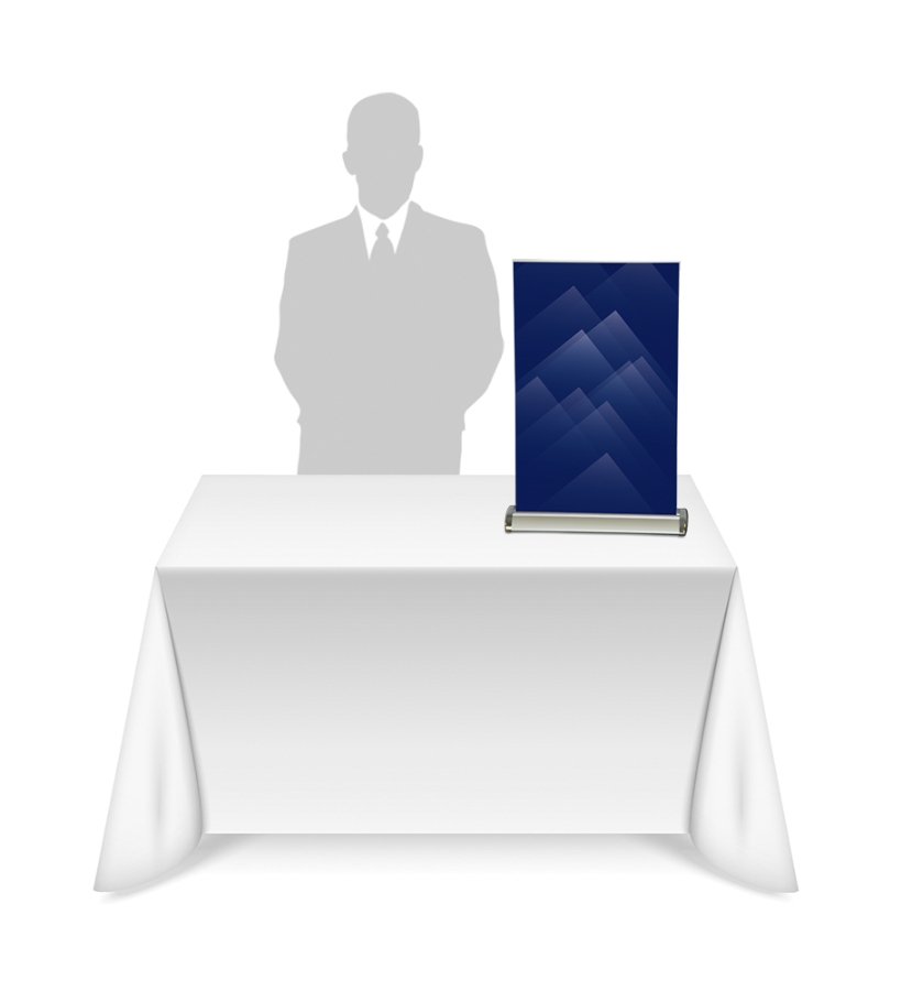 DESKTOP RETRACTABLE PREMIUM STAND - FRONTLINE ALTO 11 X 17 SILVER EACH