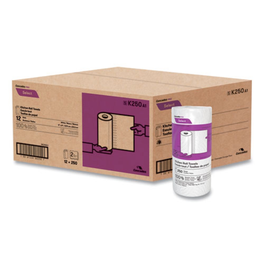 TOWELS - KITCHEN ROLL - CASCADES PRO K250 - 8 X 11 2-PLY - WHITE - RL/250 CS/12RLS