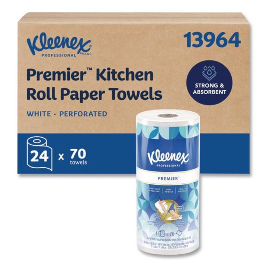 TOWELS - ROLL - KLEENEX PREMIER 13964 - 10.4 X 11 1-PLY - WHITE - RL/70 CS/24RLS