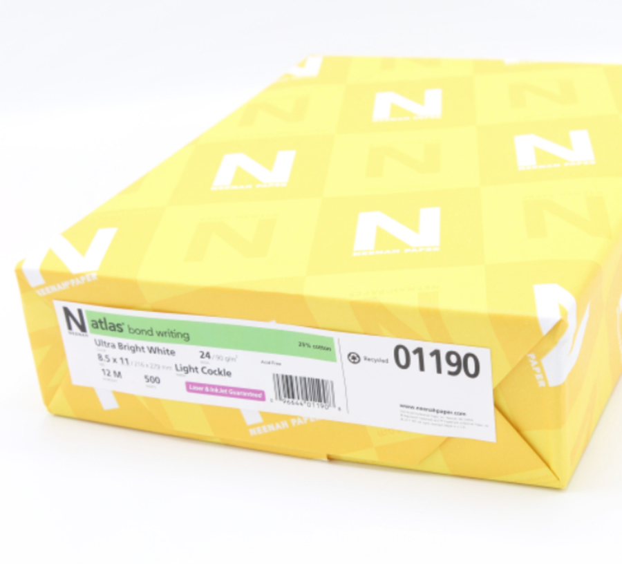 ATLAS BOND 25% COTTON IMAGING 35 X 22 1/2 24# ULTRA BRIGHT WHITE BOND 101m CTN/1500